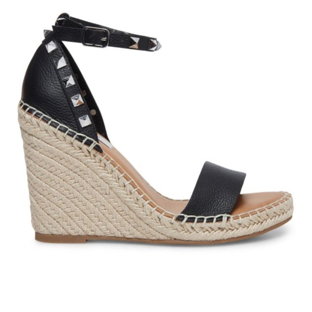 Steve Madden McKenna Studded Leather Espadrille Wedge Size 6 brand new